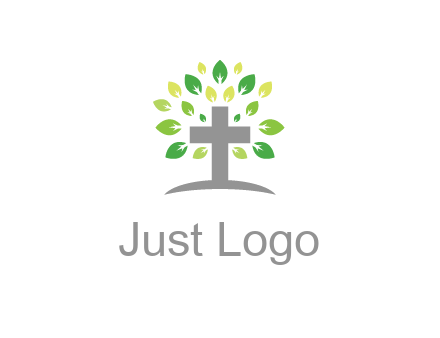 cross with swoosh and leaves