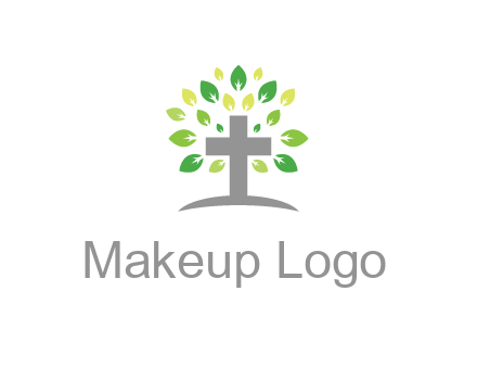 cross with swoosh and leaves