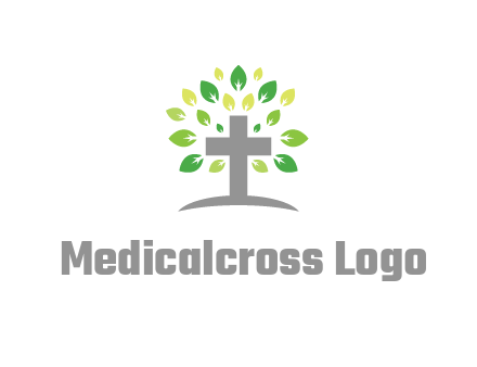 cross with swoosh and leaves