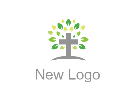 cross with swoosh and leaves