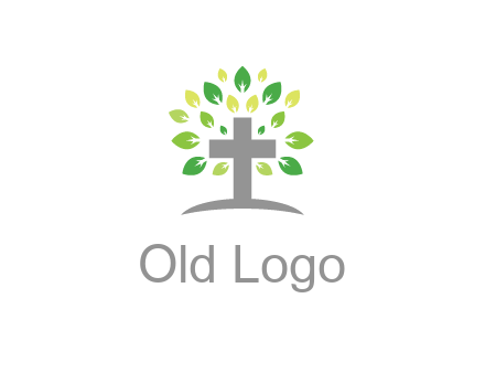 cross with swoosh and leaves