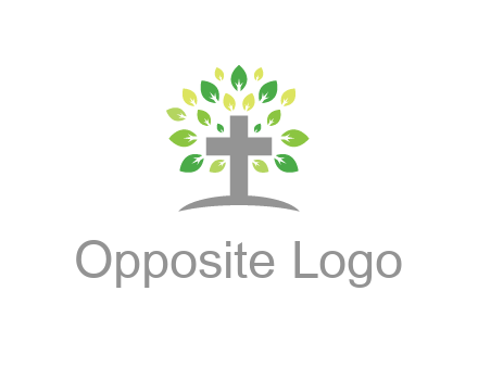 cross with swoosh and leaves