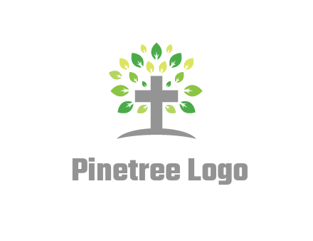 cross with swoosh and leaves