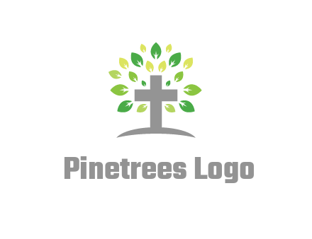 cross with swoosh and leaves