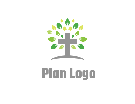cross with swoosh and leaves