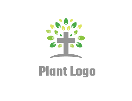 cross with swoosh and leaves