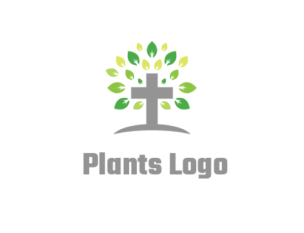 cross with swoosh and leaves