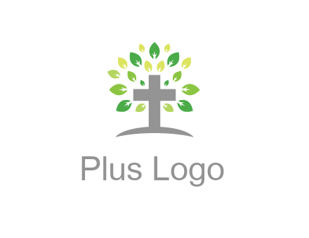 cross with swoosh and leaves