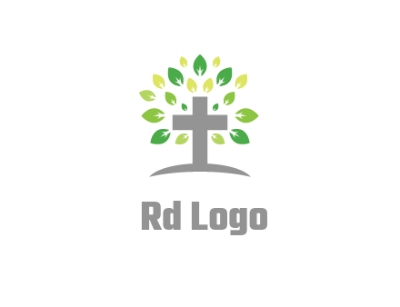 cross with swoosh and leaves