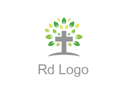 cross with swoosh and leaves