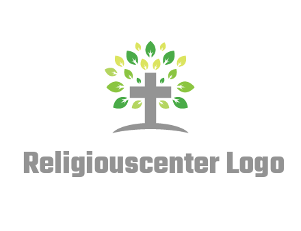 cross with swoosh and leaves