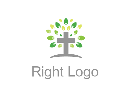 cross with swoosh and leaves