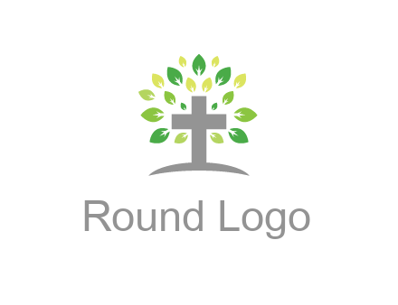 cross with swoosh and leaves