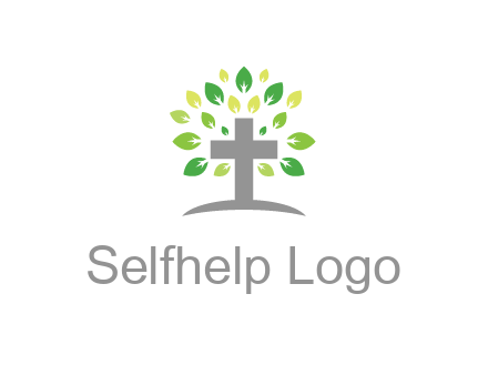cross with swoosh and leaves