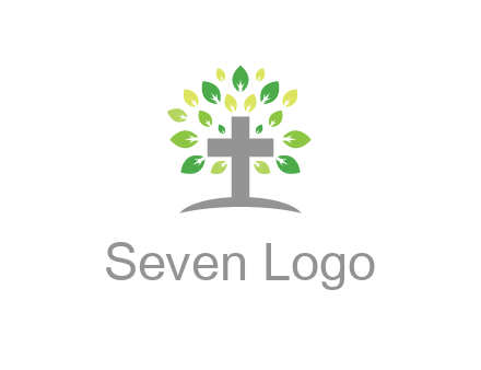 cross with swoosh and leaves
