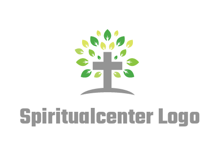 cross with swoosh and leaves