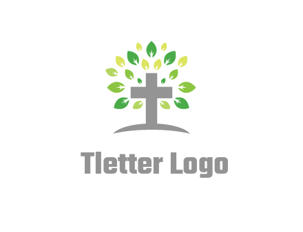 cross with swoosh and leaves