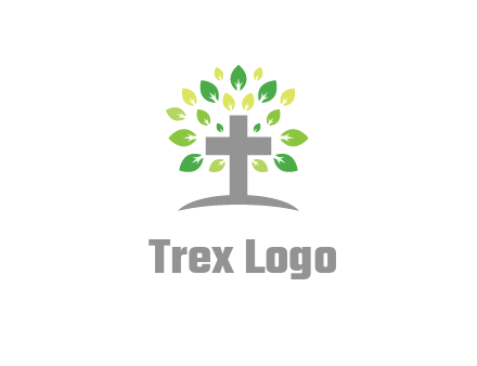 cross with swoosh and leaves