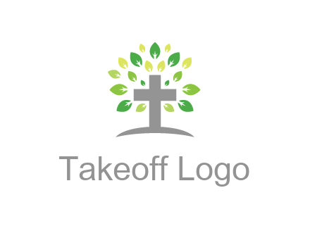 cross with swoosh and leaves