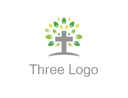 cross with swoosh and leaves
