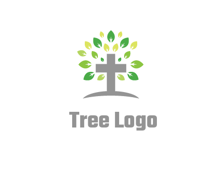 cross with swoosh and leaves