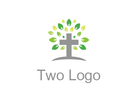 cross with swoosh and leaves