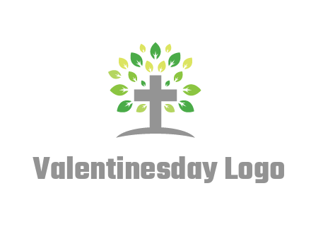 cross with swoosh and leaves