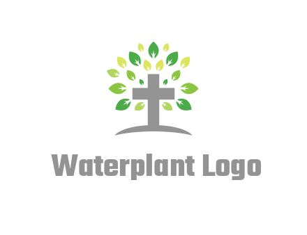 cross with swoosh and leaves
