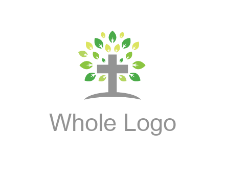 cross with swoosh and leaves