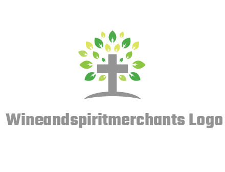 cross with swoosh and leaves
