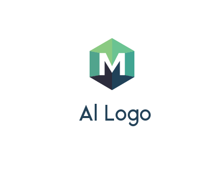 letter M in polygonal hexagon