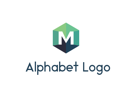 letter M in polygonal hexagon