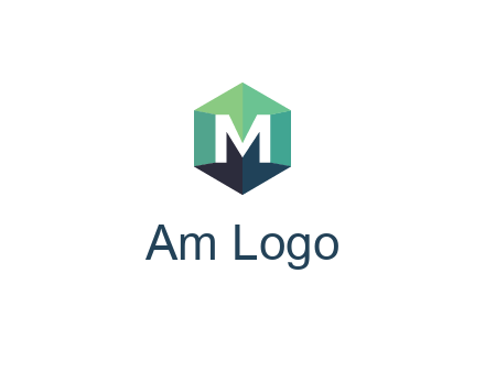 letter M in polygonal hexagon