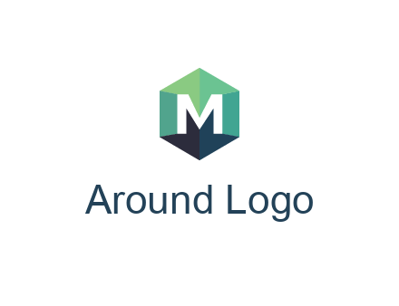 letter M in polygonal hexagon