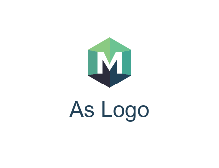 letter M in polygonal hexagon