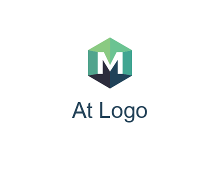 letter M in polygonal hexagon