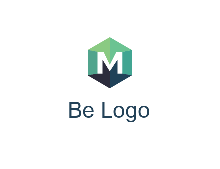letter M in polygonal hexagon