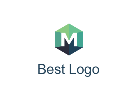 letter M in polygonal hexagon