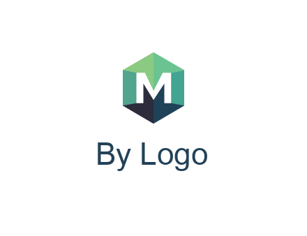 letter M in polygonal hexagon