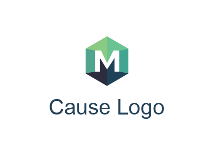 letter M in polygonal hexagon