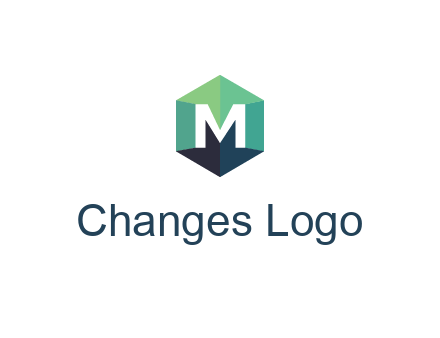 letter M in polygonal hexagon