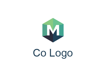 letter M in polygonal hexagon