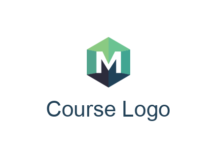 letter M in polygonal hexagon