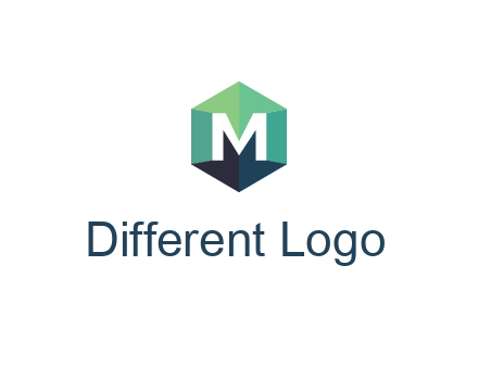 letter M in polygonal hexagon