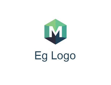 letter M in polygonal hexagon