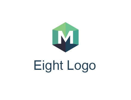 letter M in polygonal hexagon