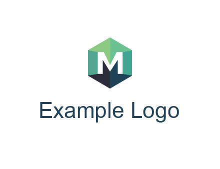 letter M in polygonal hexagon