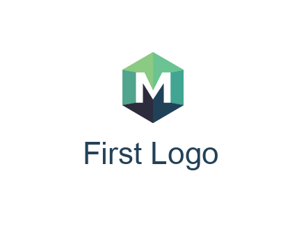 letter M in polygonal hexagon