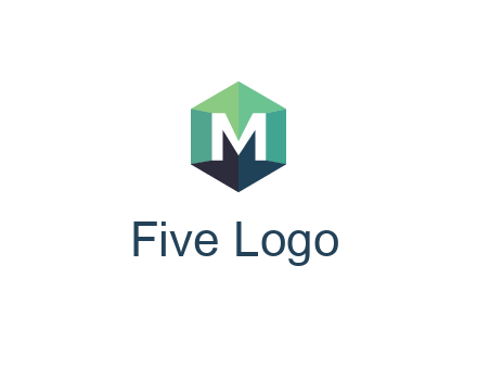 letter M in polygonal hexagon