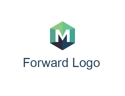 letter M in polygonal hexagon